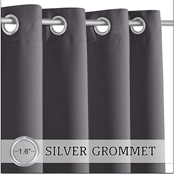 Grått Set med 2 Gardinlängder Linjemönster Silver Interiör med Öljetter