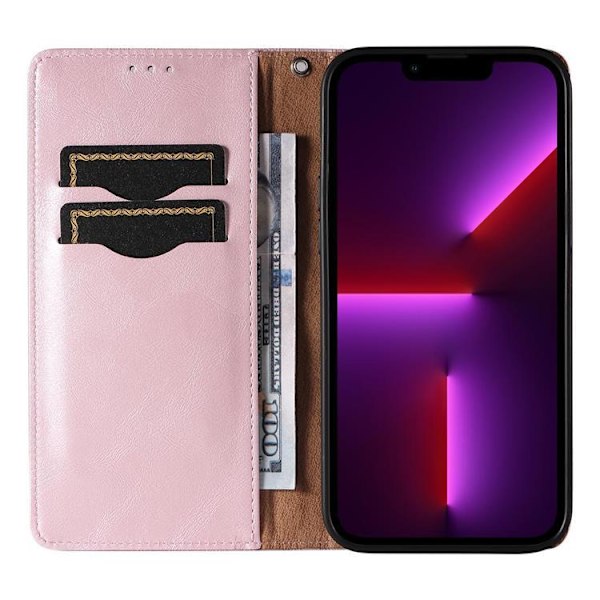 iPhone 13 Pro Plånboksfodral Magnet Strap - Rosa
