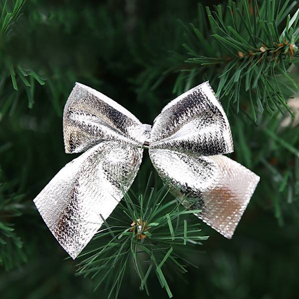 Rosetter för julgranar, Twist Tie-rosetter Presentrosetter för hantverk Kransrosetter för present Bröllopsdusch Vinterdekor silver