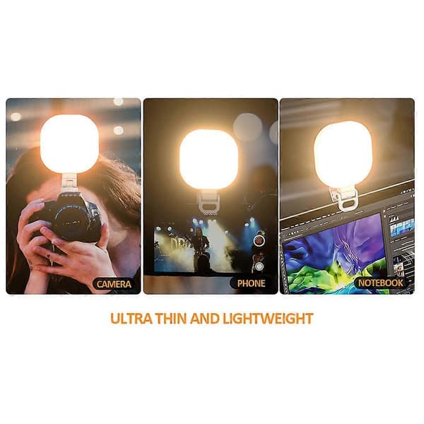 142 LED Selfie Ring Light Genopladelig Selfie Light Clip Videolys til Telefon Kamera Bærbar til Makeup Videokonference