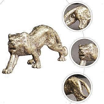 Retro Messing Leopard Statue Hjem Desktop Brevvægt Lille Messing Dyrefigur