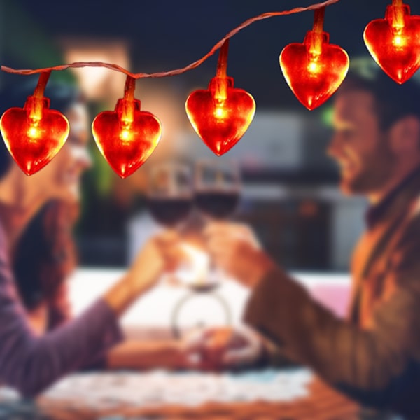 Kärleksformade ljusslingor 6 meter 40 LED-lampor Hjärta Kärlek