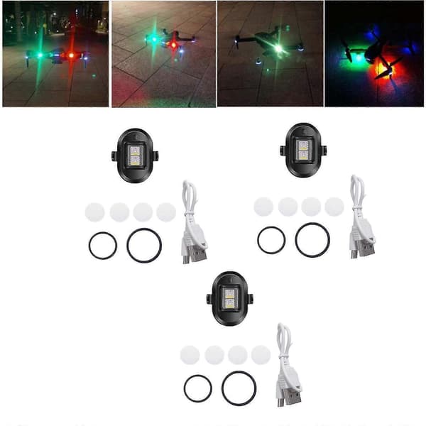 3x Drone Strobelys, letvægts Drone Anti-kollisionslys, LED Drone Lys Med 4 Farver Lys, Mini Strobelygte Lavet Til Dji Mini/Mavic Air 2/Pro