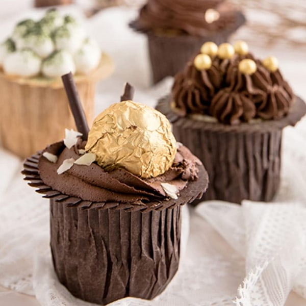 50 Stycken Muffinsformar Tårtförpackning Låda Bakformar Fyrkantiga för Bröllopsceremoni, kaffe Style 3