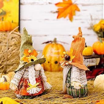 2 st Hem Thanksgiving Tomtedockor Tomtedocka Ornament Thanksgiving Fyllda Tomtar