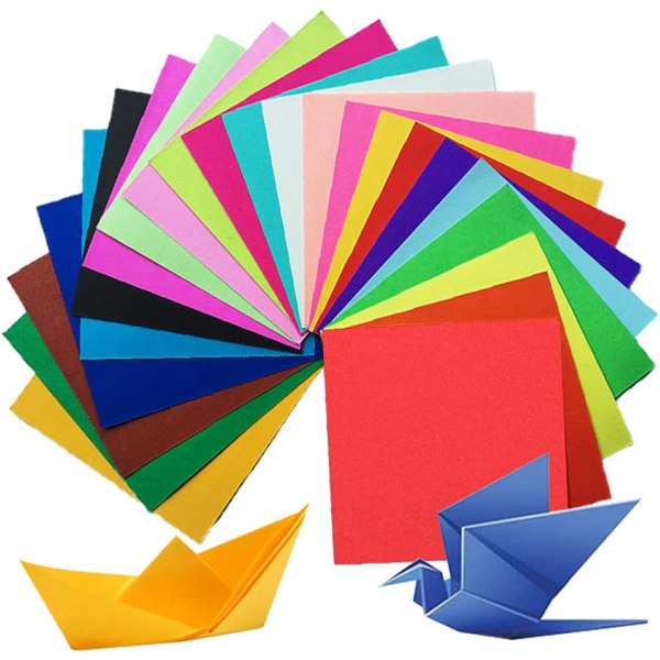 Origami papper, ljusa färger dubbelsidiga fyrkantiga ark