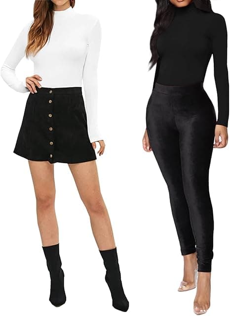 Dametøj Mock Turtle Neck Langærmet Top Bodysuit Jumpsuit, 1pc-b