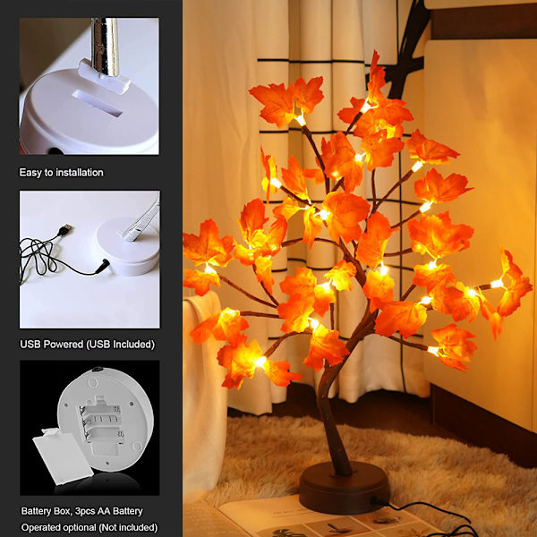 Bonsai-träd LED-ljus skimrande grenar batteri och USB-driven