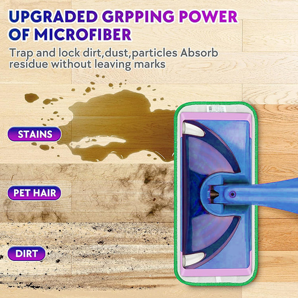 Återanvändbara moppdynor kompatibla med Swiffer Wet Jet Mop - 6-pack våta dynor refill tvättbara mikrofiber moppdynor våta torra moppdukar ersättningar för Style 3