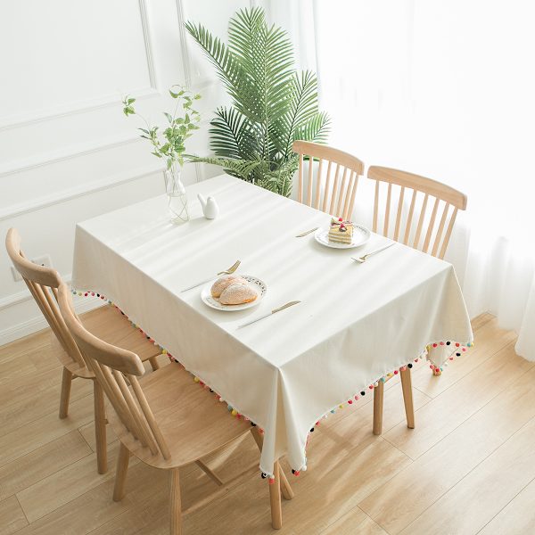 Lin Hvit Duk Festlig Duk Bryllup Rektangulær Tab