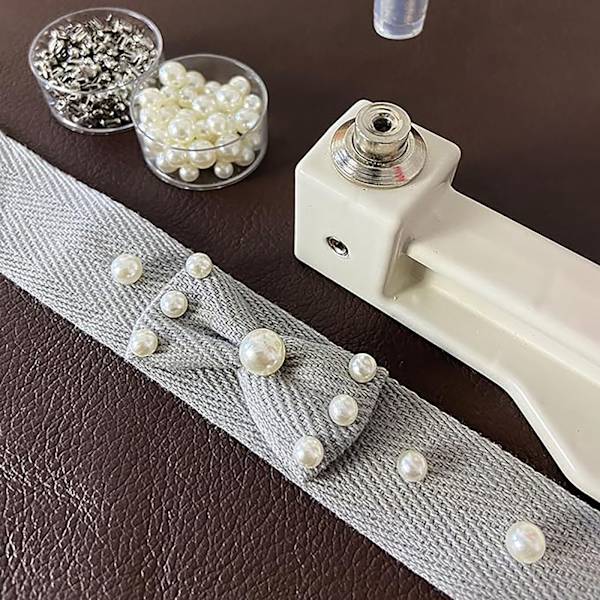 Manuel perlemaskine + 5 forme, perlenitte fladhovedet boreinstallationsværktøj, DIY smykkeperlemaskine