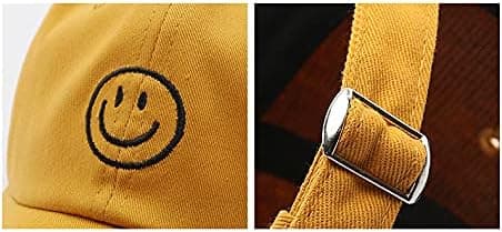 Baseball Cap Dame Herre Bomuld med Broderet Smiley Face, Hat Wo