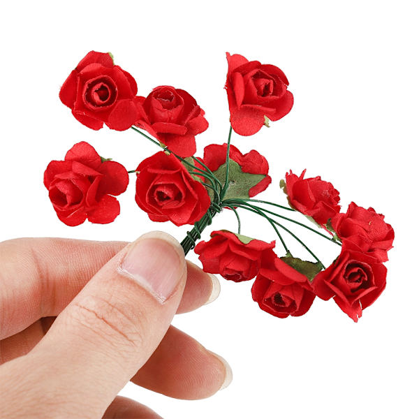 144 st miniatyrpappersblommor handgjorda DIY konstgjorda rosor för