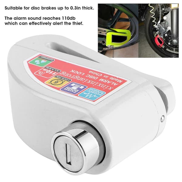 Vattentätt skivbromslåssats 110dB stöldskyddslarm för motorcykelcykel (silver)