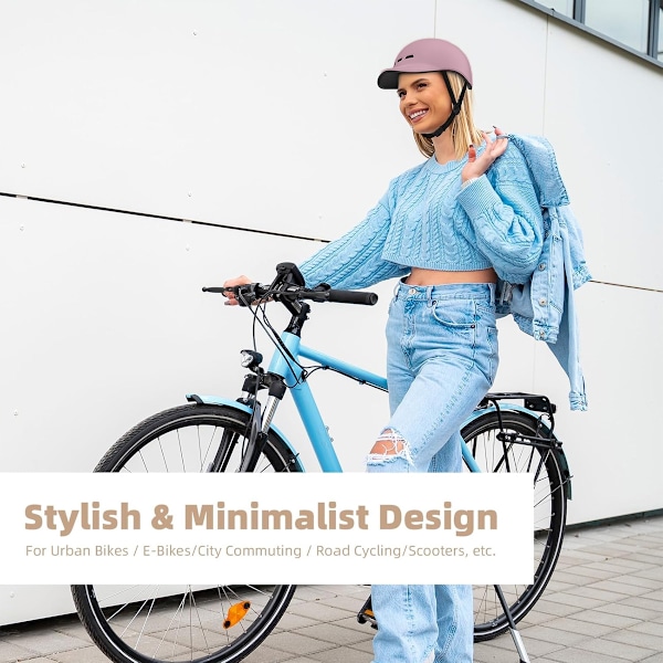 Cykelhjälm, basebollkeps, cykelhjälm för vuxna, cykelhjälmar för män och kvinnor, lätt justerbar cykelhjälm, lämplig för stadsmiljö rouge