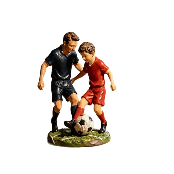 VM 2026 Far og Søn Spiller Fodbold Harpiksfigur