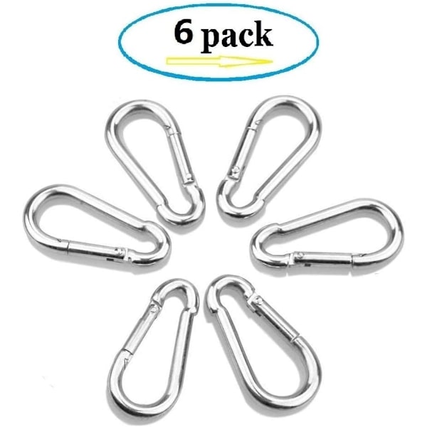 6PCS Fjäderlås Karabiner - 304 Rostfritt Stål Tunga