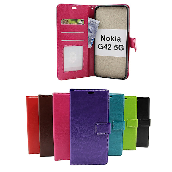 Crazy Horse Wallet Nokia G42 5G Hotpink Hotpink