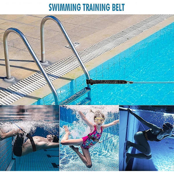 Simmbälte för pool vuxna, justerbart simträningsbälte för pool, 4m simmbälte för pool