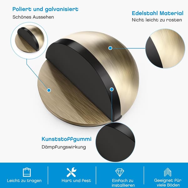Självhäftande golvdörrstoppar Oval dörrstopp i rostfritt stål