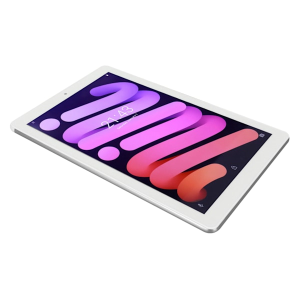 10-tums surfplatta för Android 11 4G RAM 256G ROM 3G-nätverk WIFI-stöd HD-surfplatta med skyddsfodral 100–240 V Silvergrå EU-kontakt