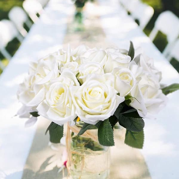 10 stk Hvide Kunstige Blomster og Silke Julepynt Flow