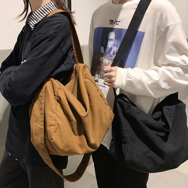 Canvas Läder Messenger Bag Axelväska Cross Body Bag