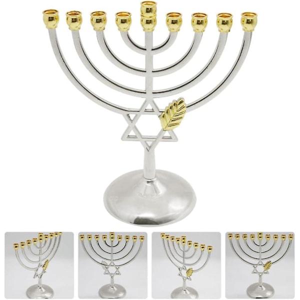Traditionell klassisk Hanukkah Menorah 9 grenar ljusstake ljusstakar metallhantverk för nyårsfestival heminredning