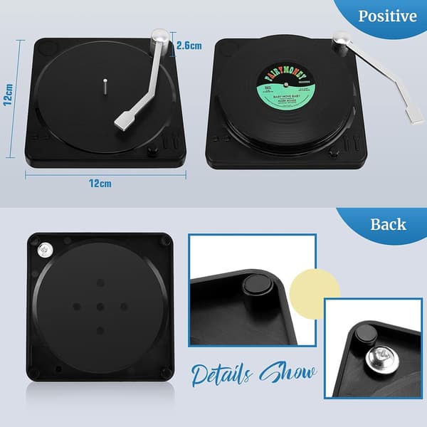 10,5 x 10,5 x 0,2 cm, (M1) Vinyl coasters, sett med 6 CD Retro Coasters