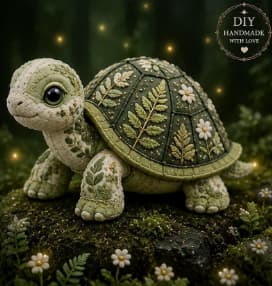 Gør-det-selv Patchwork Kit: Magisk Skovskildpaddevogter - Begynder Håndsyet 3D Dukke - Helende Pynt/Gave
