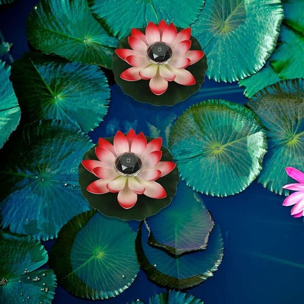 Flytende Lotus Solcellelys Solcelle Lotus Blomst LED Solcellelampe 288c