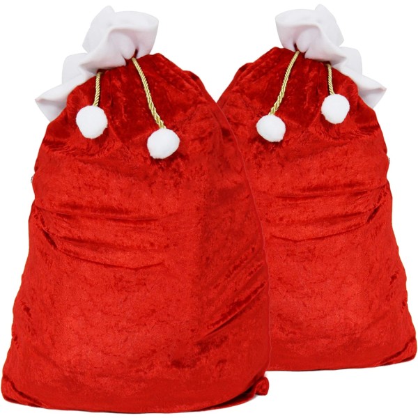 com-four® Edler XXL Weihnachtssack aus Samt mit goldfarbener