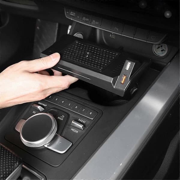 15W Rask Telefonholder Lading Bil Trådløs Lader for A4L A5 2017-2023 Tilbehør Trim