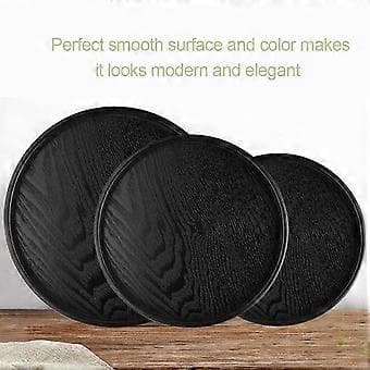 Rund Form Massivtre Te Kaffe Snacks Mat Serveringsbrett Tallerken Restaurantbrett 24cm