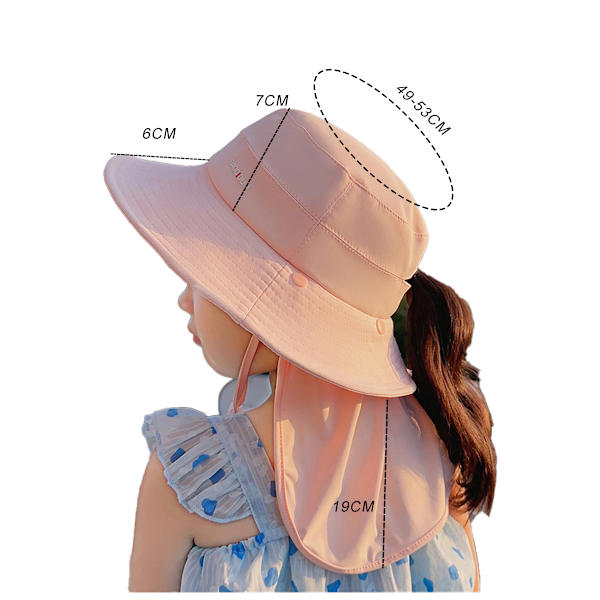 UPF 50+ Pojkflickor Solhatt med Nackskydd Sommar Strandhatt Barn
