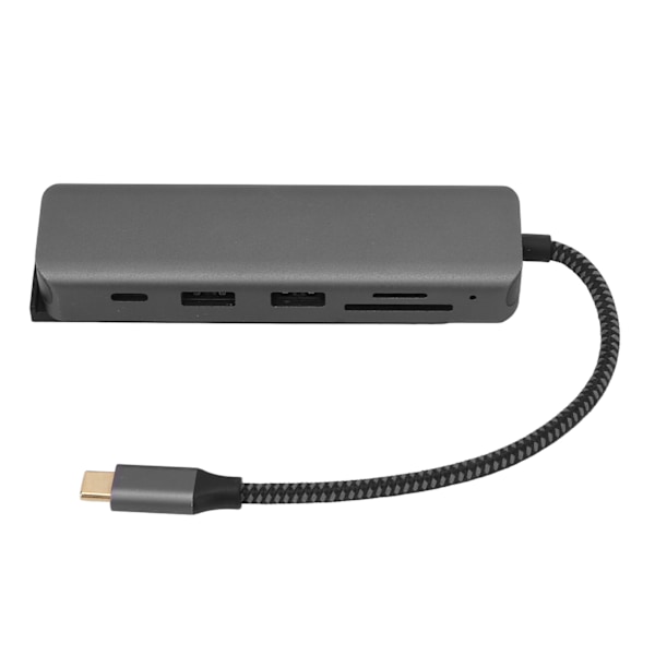 USB C Hub Multiport Adapter 5Gbps Överföring 100W PD Laddning 4K UHD 6 i 1 USB C Dongel med Justerbar Bas