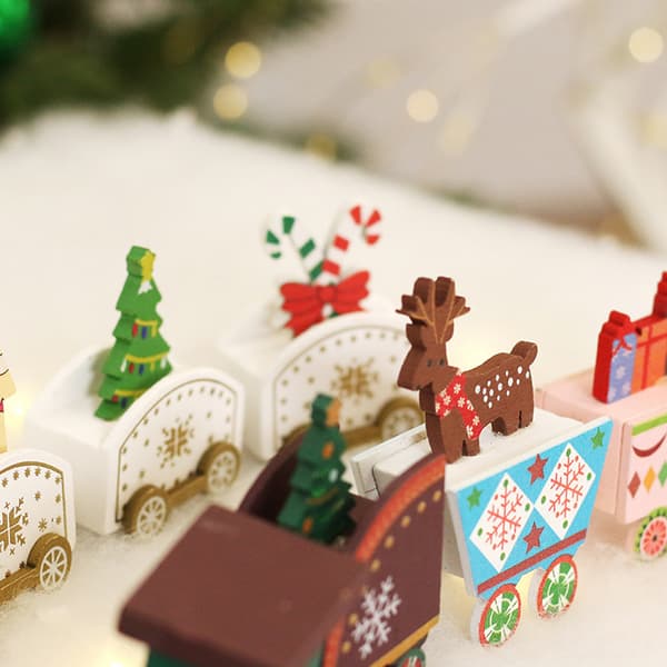 Træ Jule Tog Julepynt Tog til Børn Festlig Julekalender Dekoration Gave White