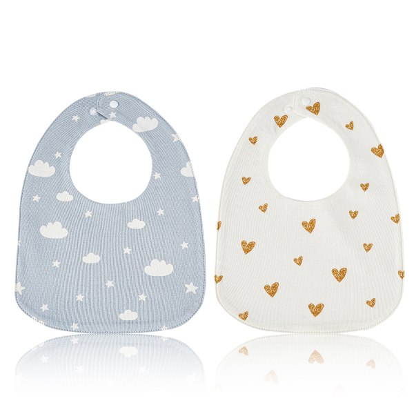 2 st Babyhaklappar Dregelhaklappar för Unisex Pojkar Flickor, Mjuka Bomullshaklappar för Tandsprickning och Dreglande Style 2