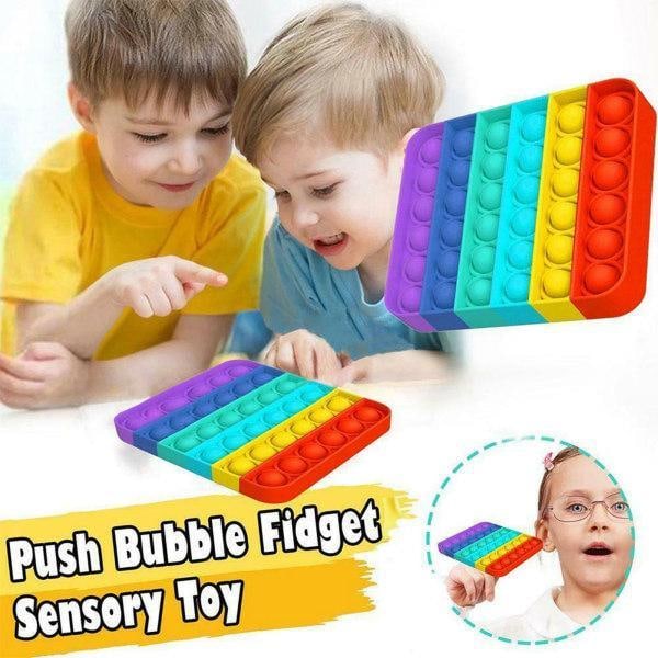 Popit Fidget Pop It Regnbåge Rund, Fyrkant - CE Godkänd Rund