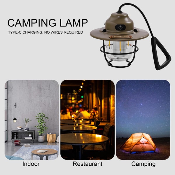 LED campinglykta, uppladdningsbar hängande utomhus, för camping green