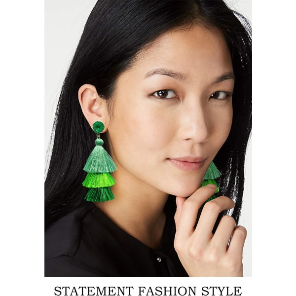 Colorful Layered Tassel Earrings Bohemian Tiered Tassel Stud