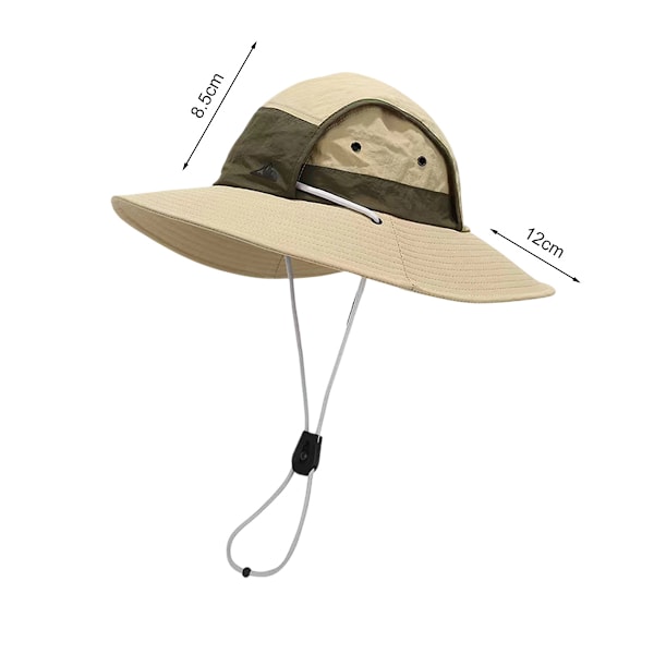 Unisex fiskehatt Safari Bredbrättad strandhatt Solhatt Sommar UV-skydd hatt Khaki