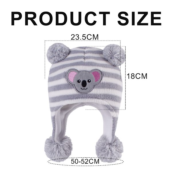 Cartoon baby Bear stickad mössa Vinter baby mössa för ung