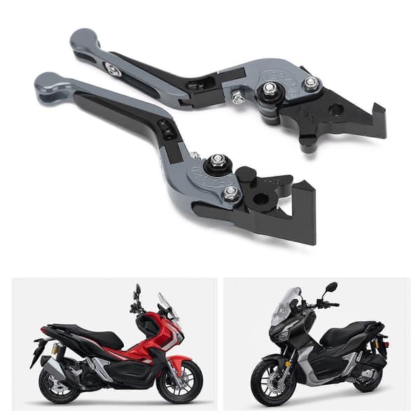 2 stk. motorcykelbremsekoblingsgreb justerbar CNC aluminiumslegering erstatning for ADV150 2019-2021 Grå