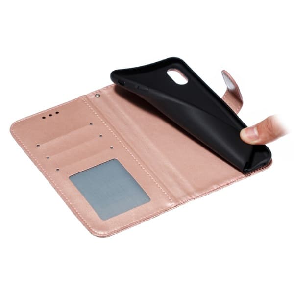 Preget blonde-mønstret flip-deksel til Samsung Note 10 rose gold