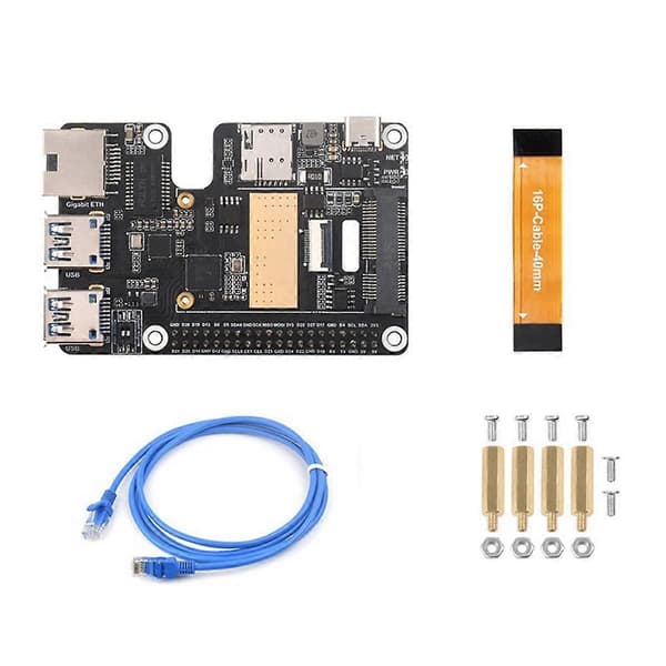 For 5 PCIe til MiniPCIe 4G Gigabit Ethernet RJ45 USB3.2 HAT+ Adapterkort PCIe til MiniPCIe GbE USB3.2 HAT+
