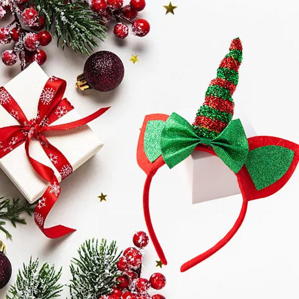 Julepynt, pannebånd for barn og voksne, rekvisitter til julebord