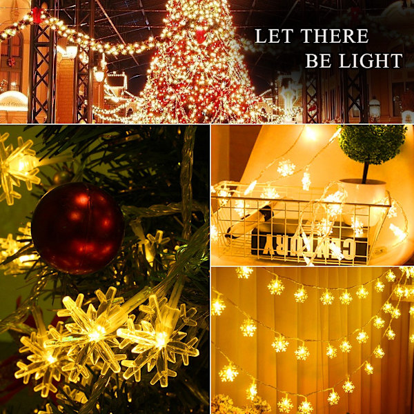 Batteridrivna LED-slingor Ejoyous 6m 19ft 40 snöformade LED-lampor Fe Dekorativ Li