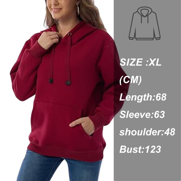 Casual Vinter Varm Fleece Sherpa Foret Pullover Hættetrøje til Kvinder Wine red