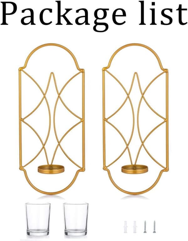 Sæt af 2 Metal Tealight Lysestager Væghængt Lysestager
